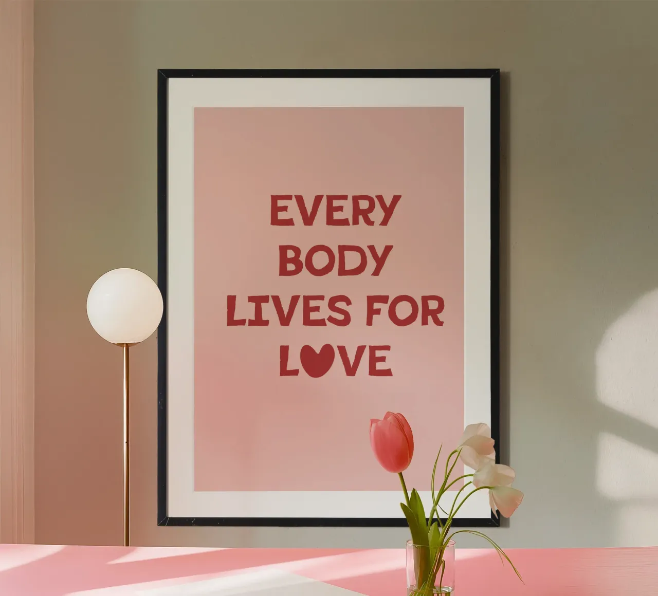 live for love poster con telaio in legno da be.