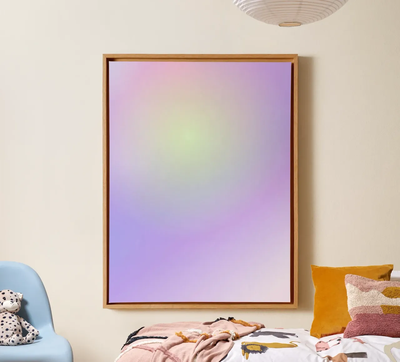 Aura print, grijsverloop poster, moderne grijsverloop spirituele kunst canvas met Baklijst van Dreamscape