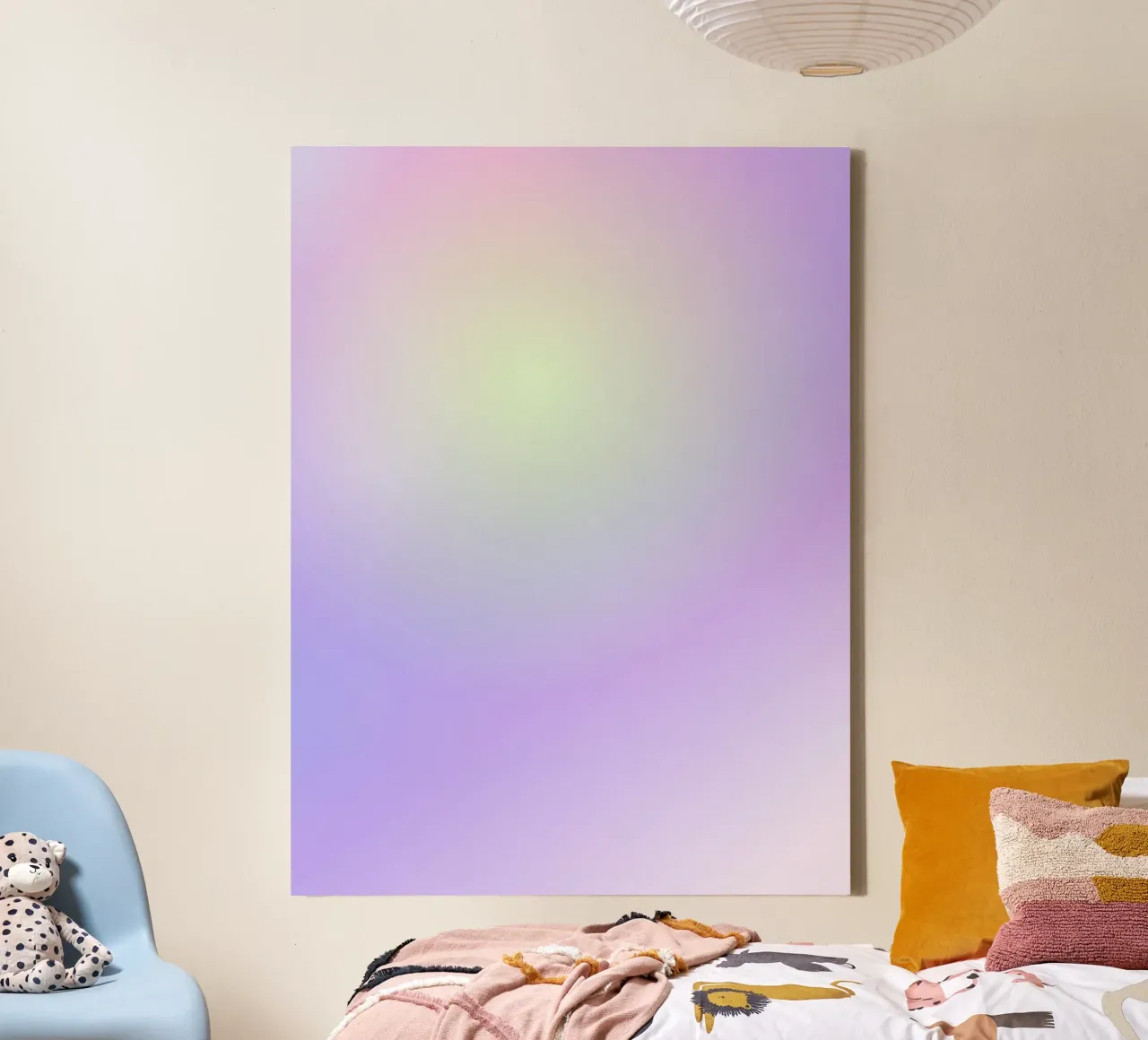 Aura print, grijsverloop poster, moderne grijsverloop spirituele kunst canvas met Baklijst van Dreamscape