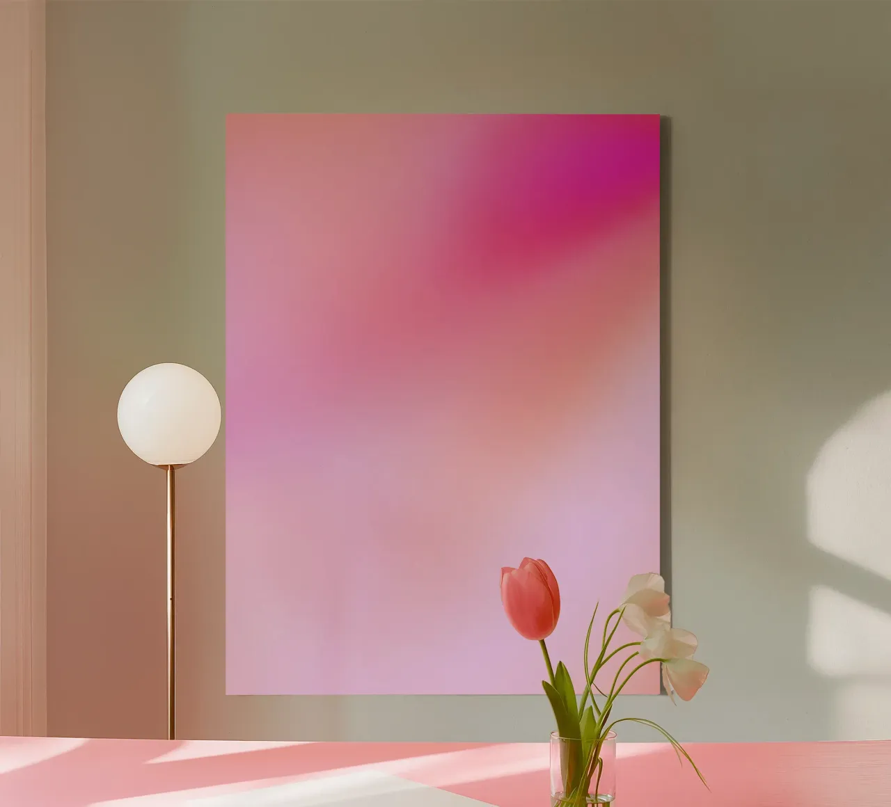Gradiënt Roze Muurkunst, Aura Poster canvas met Baklijst van Dreamscape