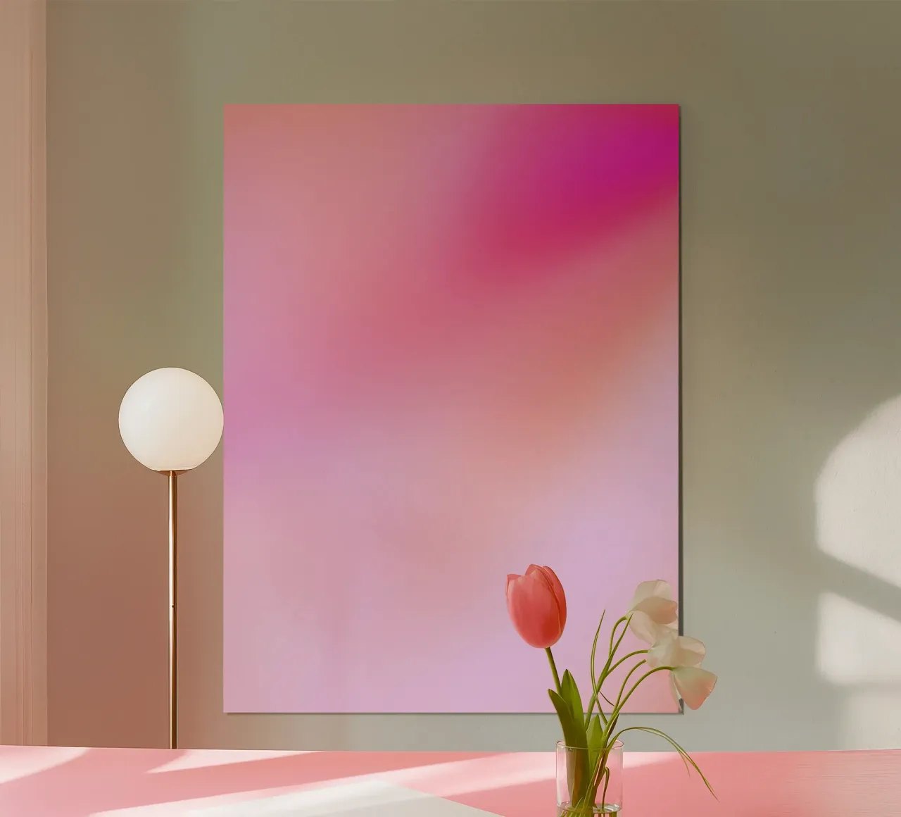 Arte murale rosa sfumato, poster Aura poster con telaio in legno da Dreamscape
