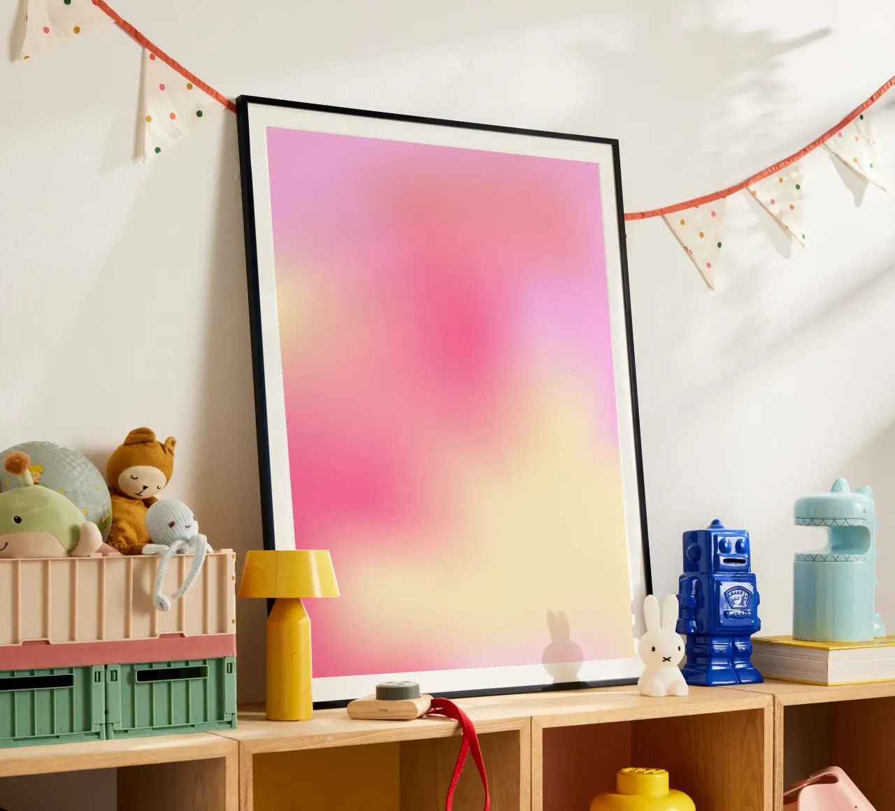 Gradiënt Roze Muurkunst, Aura Poster poster met aluminium frame van Dreamscape
