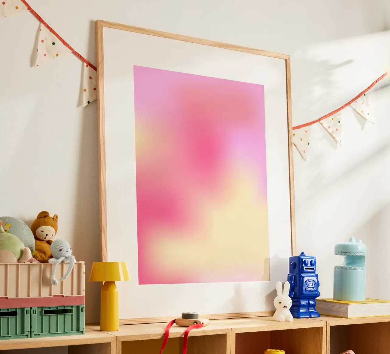 Gradiënt Roze Muurkunst, Aura Poster poster met aluminium frame van Dreamscape