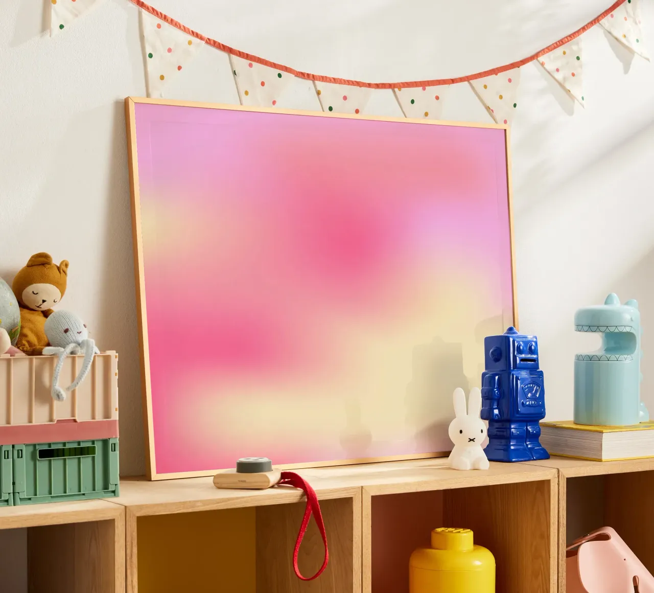 Gradiënt Roze Muurkunst, Aura Poster poster met aluminium frame van Dreamscape