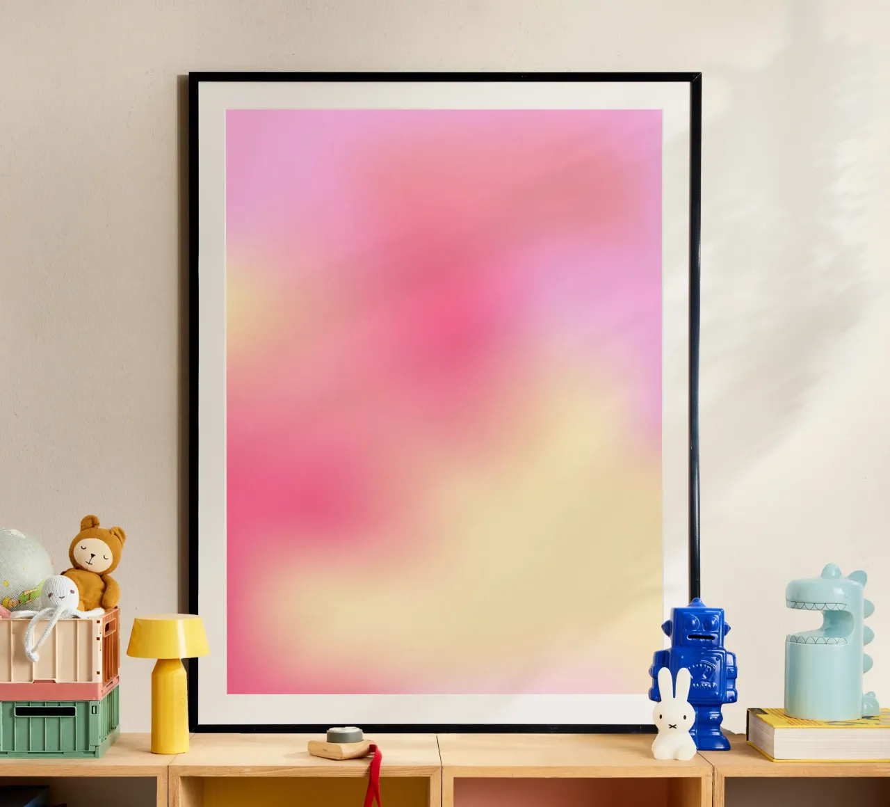 Gradiënt Roze Muurkunst, Aura Poster poster met aluminium frame van Dreamscape
