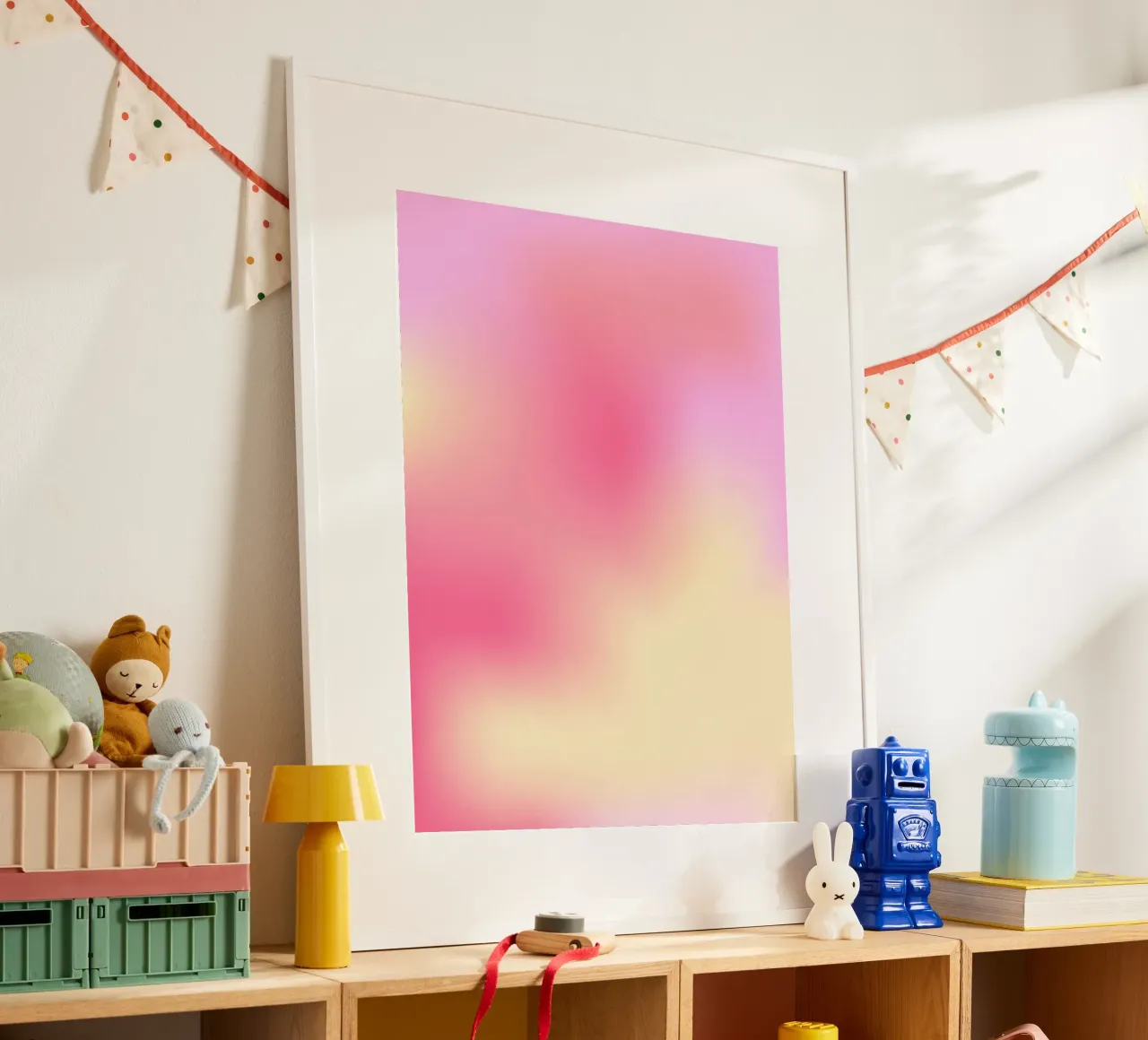 Gradiënt Roze Muurkunst, Aura Poster poster met aluminium frame van Dreamscape
