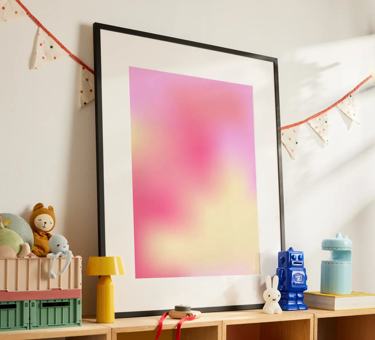 Gradiënt Roze Muurkunst, Aura Poster poster met aluminium frame van Dreamscape