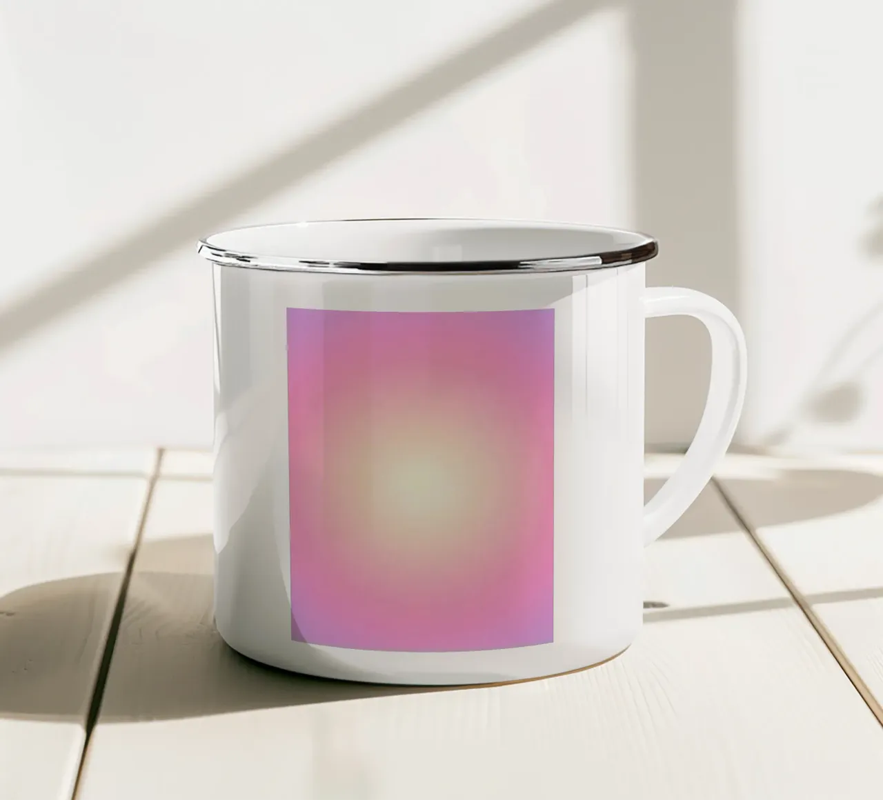 Rosa Aura, Gradient Art Emaille Tasse von Dreamscape