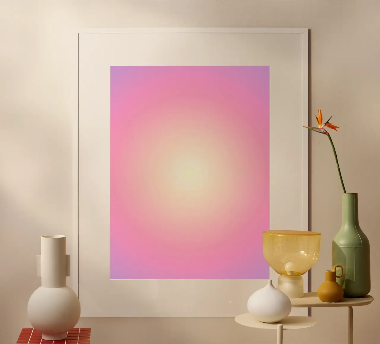 Aura rosa, Arte sfumata poster con telaio in legno da Dreamscape
