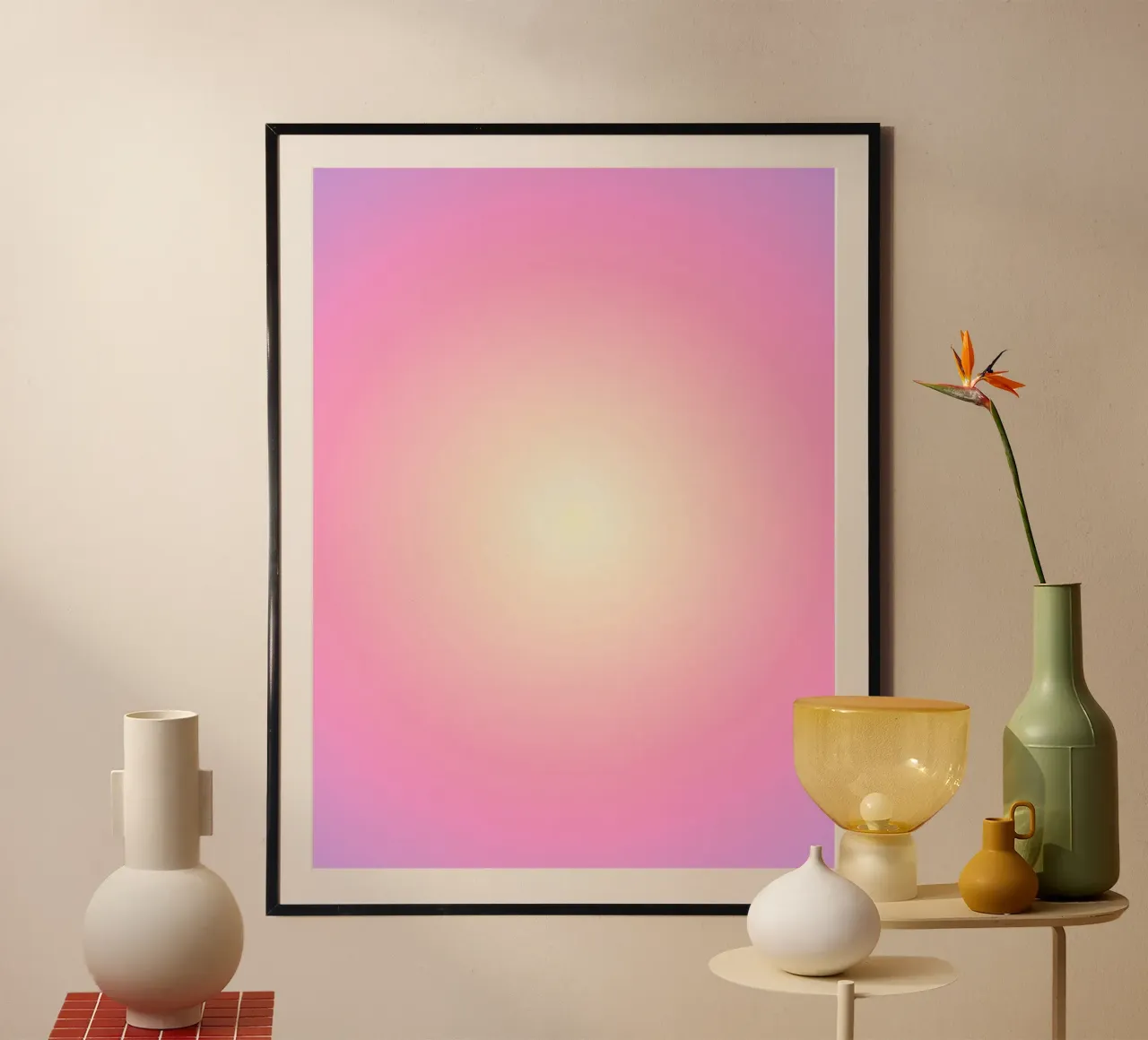 Aura rosa, Arte sfumata poster con telaio in legno da Dreamscape