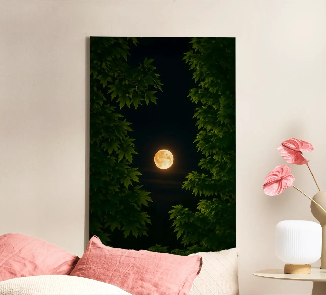 Moon through the trees canvas by RealLifeMoments
