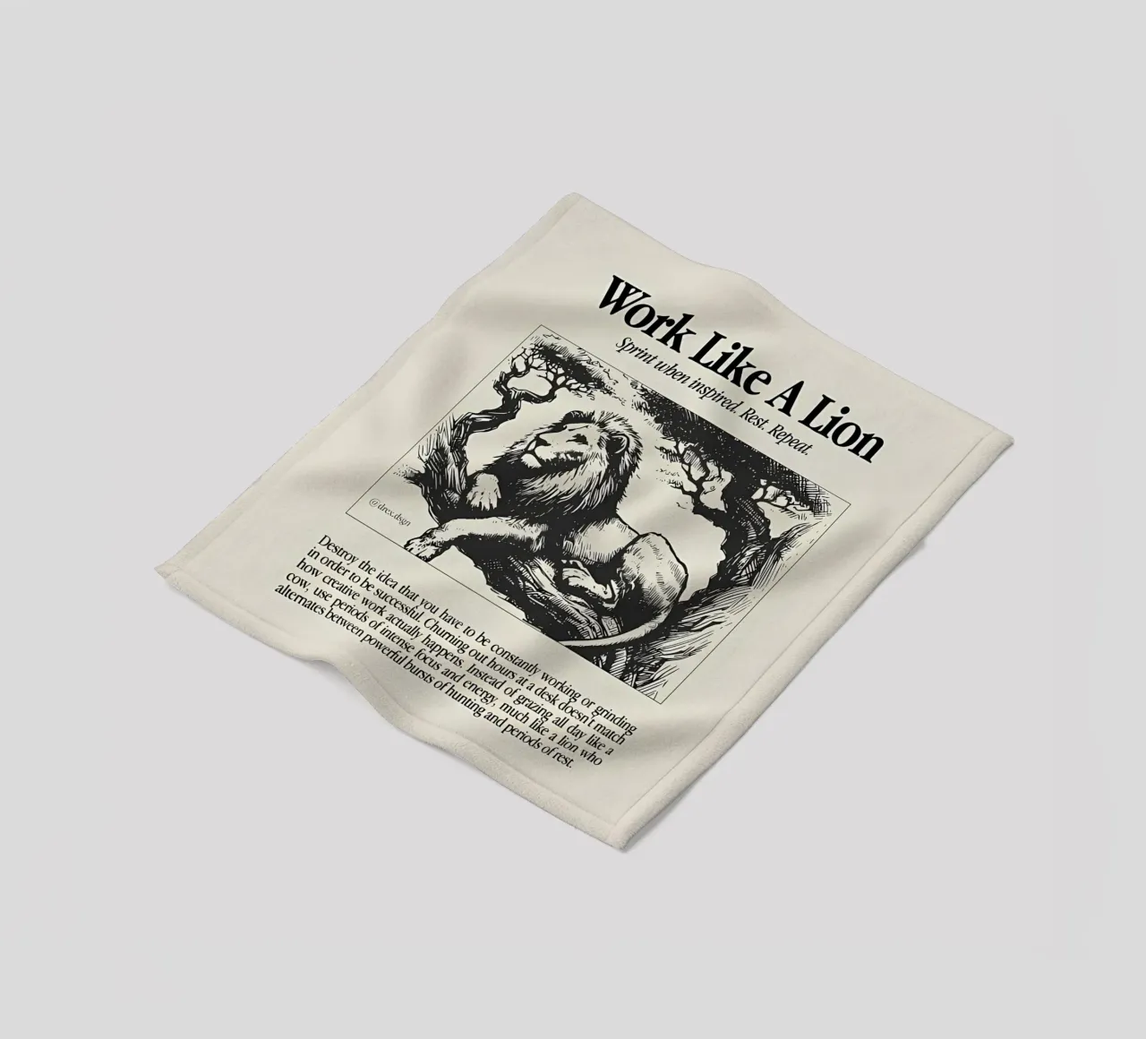 Work like a Lion fleece blanket by Minae