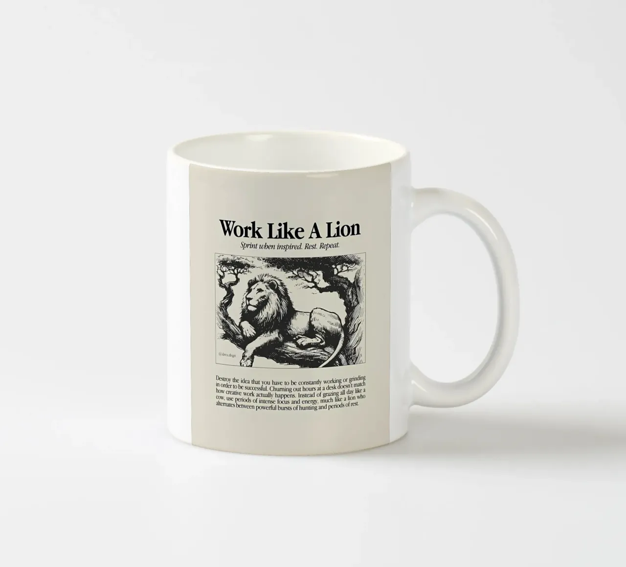 Lavorare come un leone tazza in ceramica da Minae