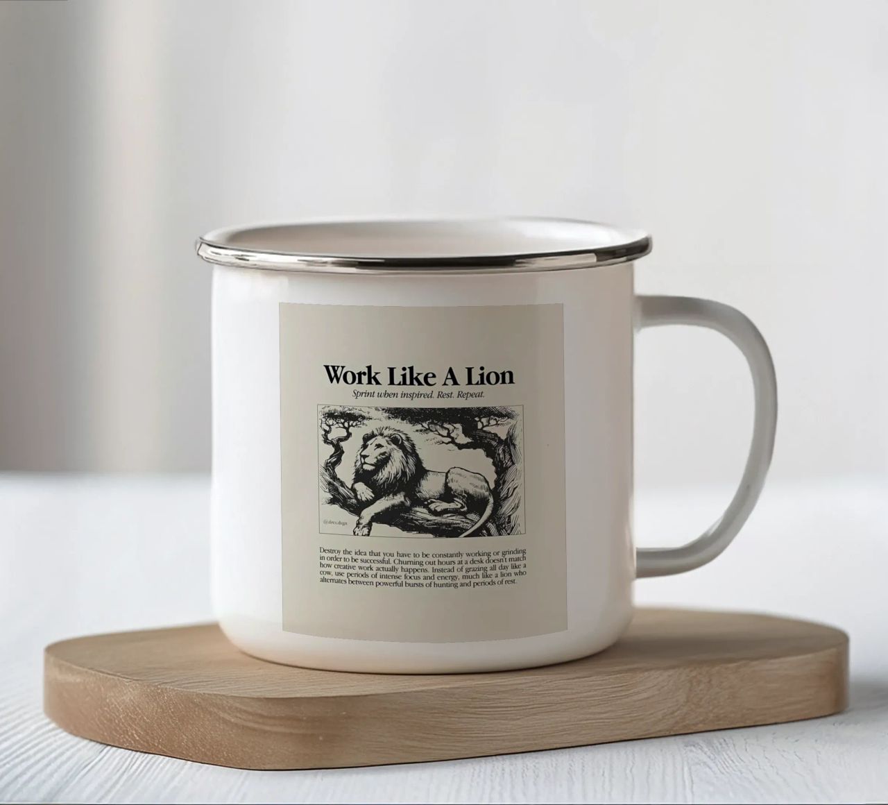 Lavorare come un leone tazza in smalto da Minae