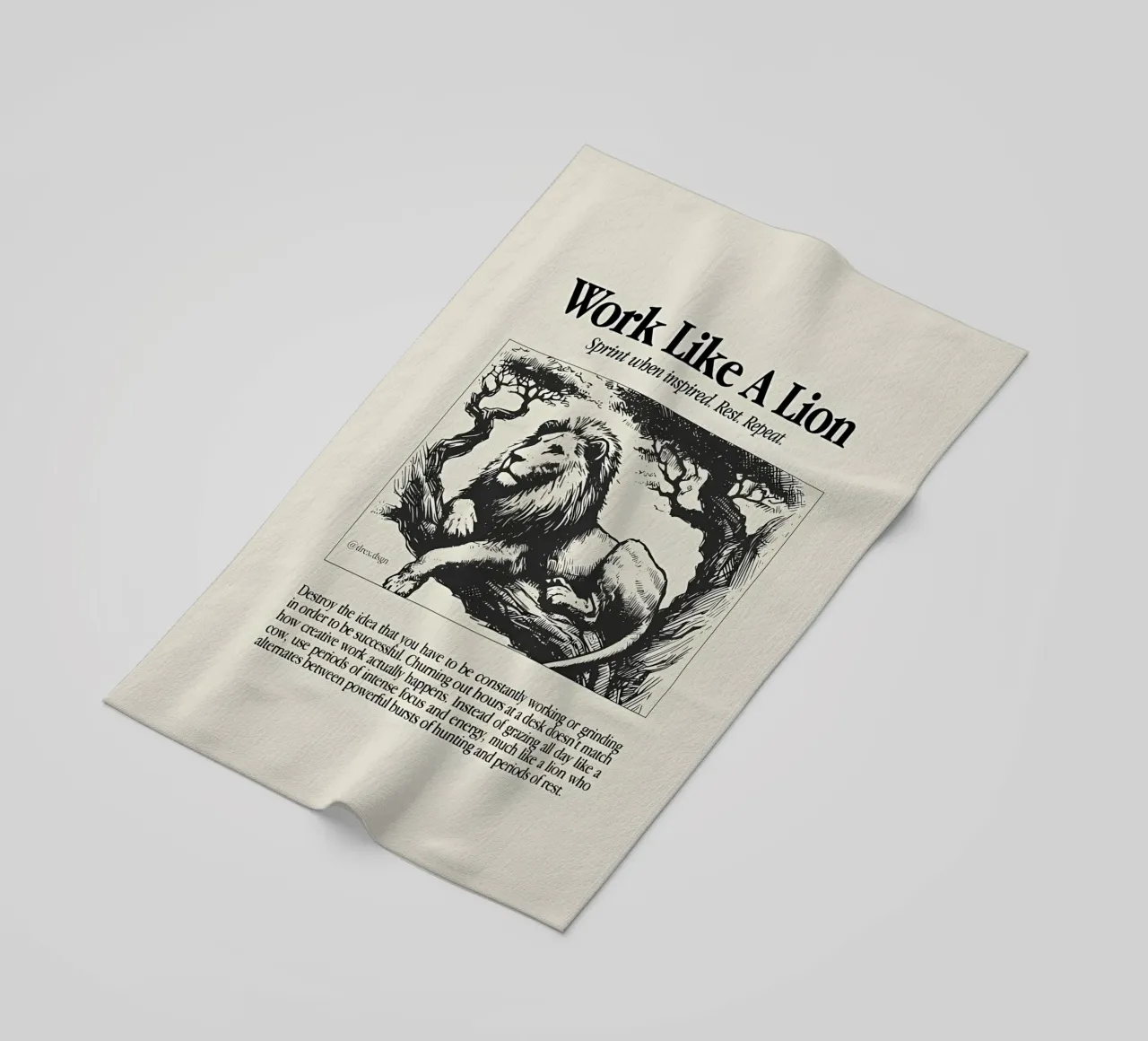 Work like a Lion beach towel by Minae