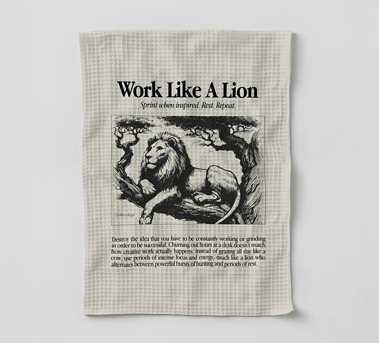 Travailler comme un lion torchon de Minae