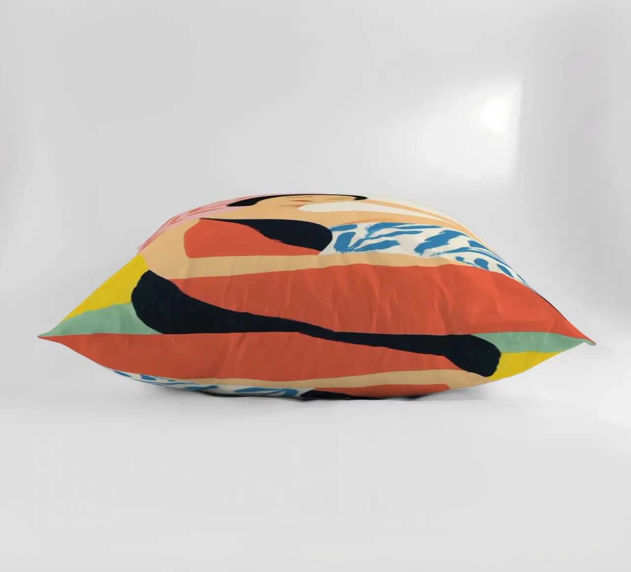 Resting woman with floral patterns decorative cushion by Autofocus