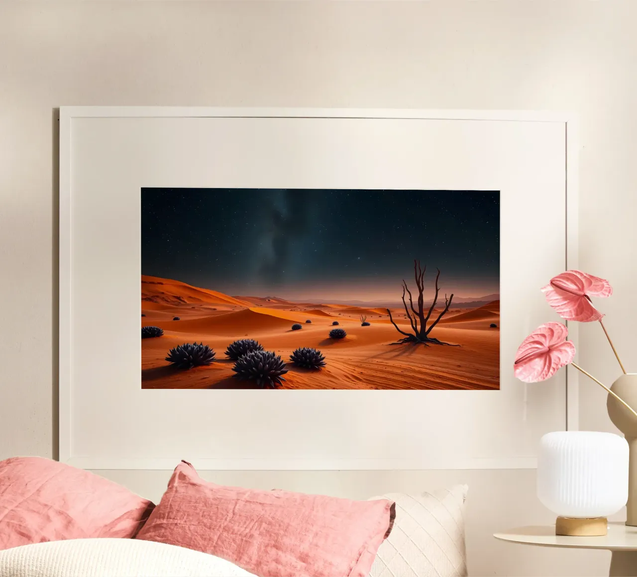 Deserto con dune arancioni e piante viola carta hahnemühle da Wild Beauty
