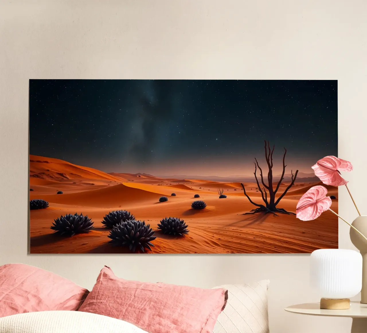 Deserto con dune arancioni e piante viola carta hahnemühle da Wild Beauty