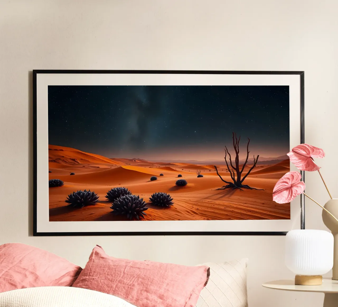 Deserto con dune arancioni e piante viola carta hahnemühle da Wild Beauty