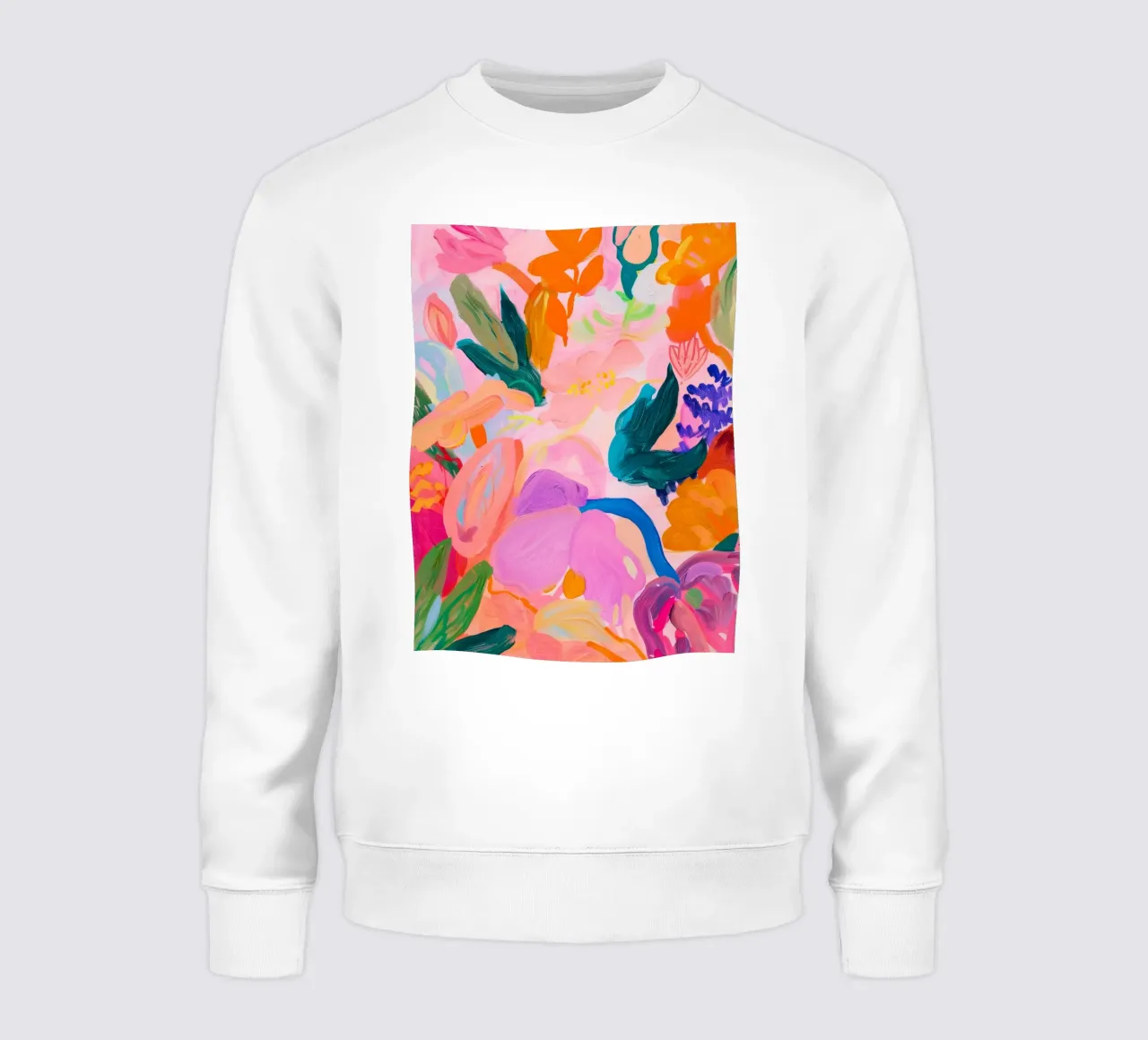 Lebendiger Blumendruck, farbenfrohes abstraktes florales Poster Sweatshirt von Boheme