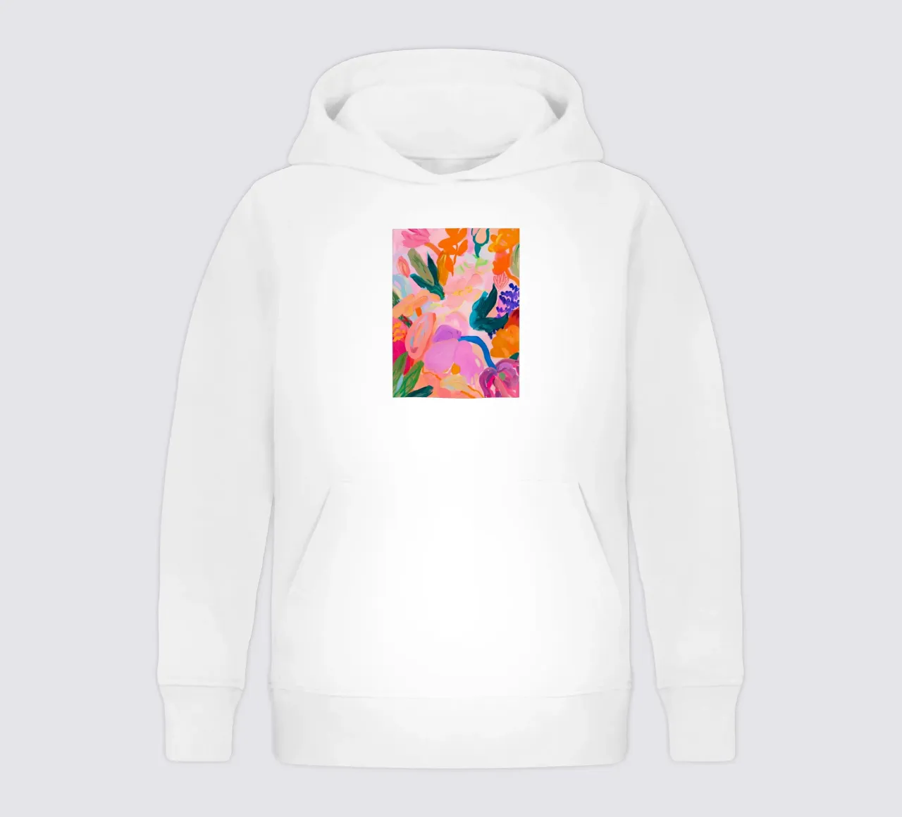 Vibrant Flower Print, Colourful Abstract Floral Poster kids hoodie by Boheme