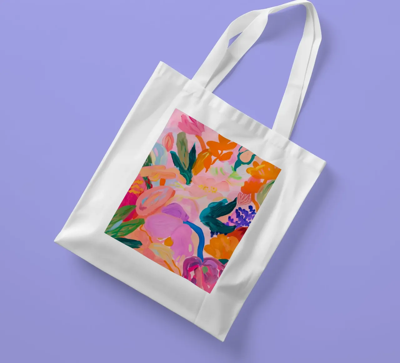 Lebendiger Blumendruck, farbenfrohes abstraktes florales Poster Jutebeutel von Boheme