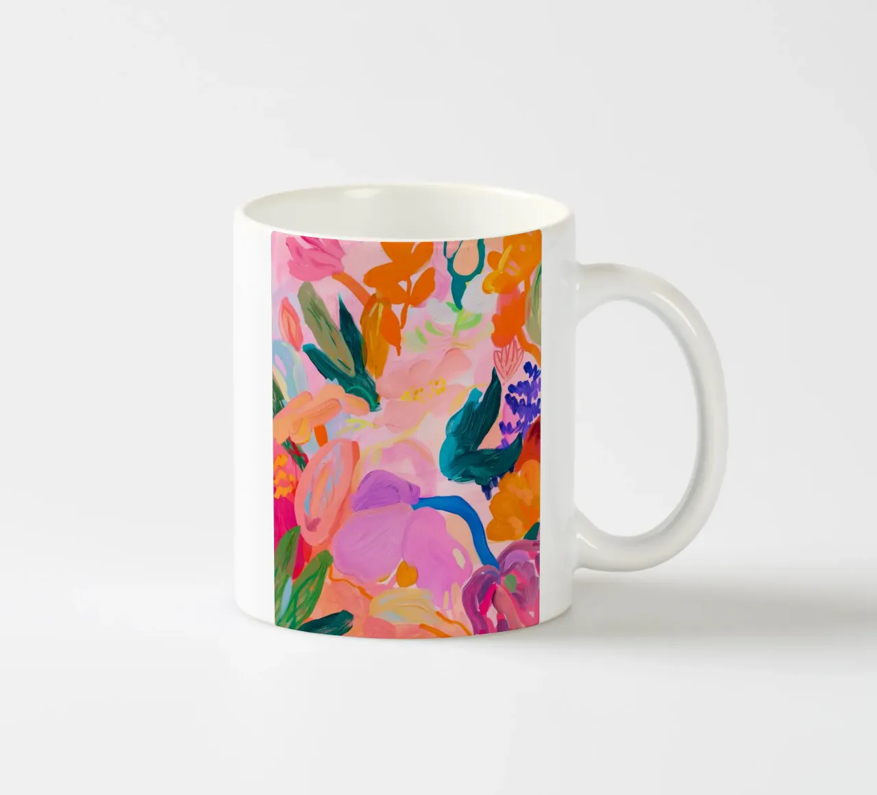 Levendige bloemenprint, kleurrijke abstracte bloemenposter keramische mok van Boheme