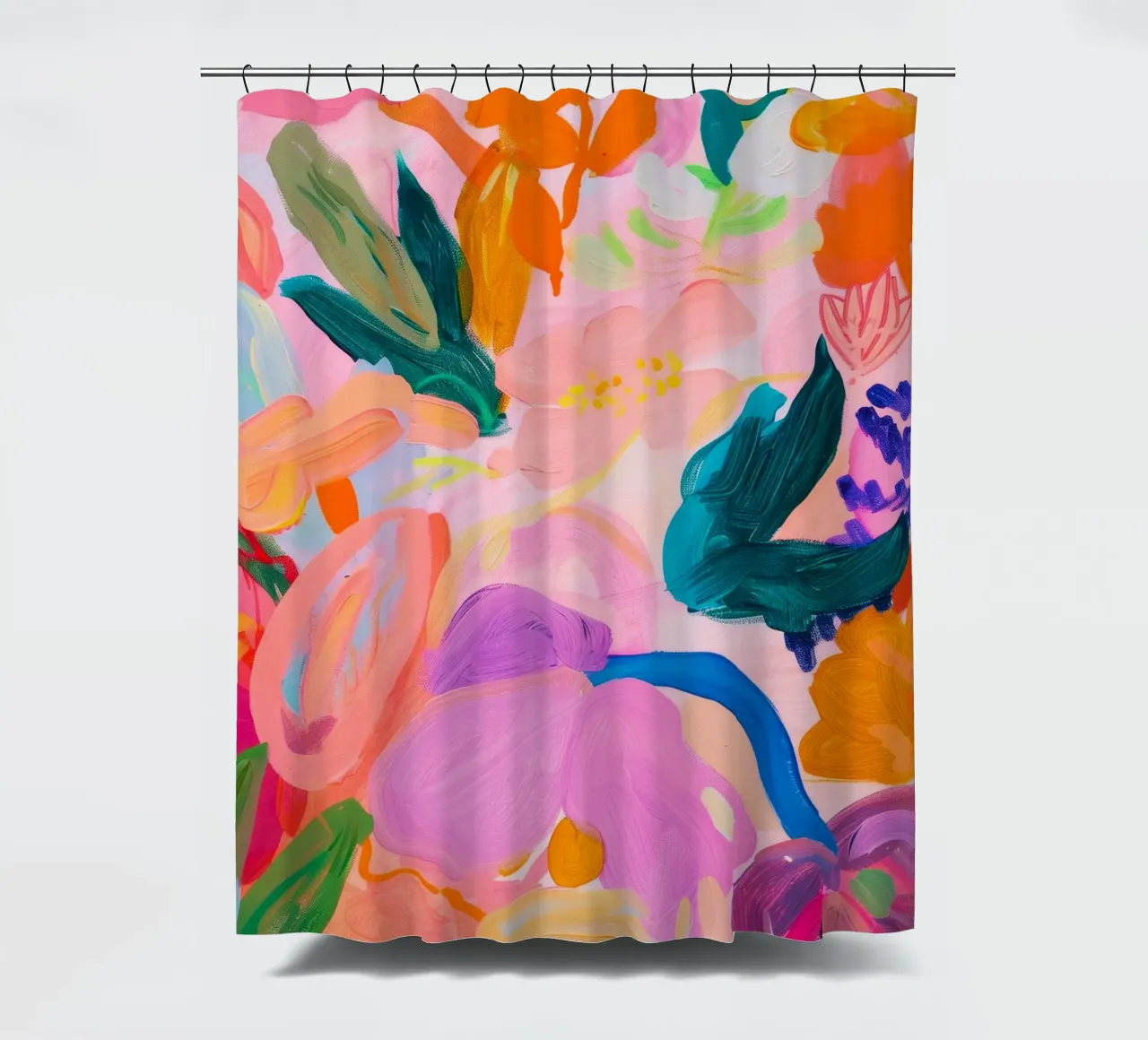 Lebendiger Blumendruck, farbenfrohes abstraktes florales Poster Duschvorhang von Boheme