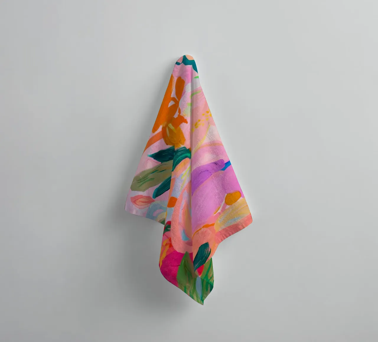 Levendige bloemenprint, kleurrijke abstracte bloemenposter badhanddoek van Boheme