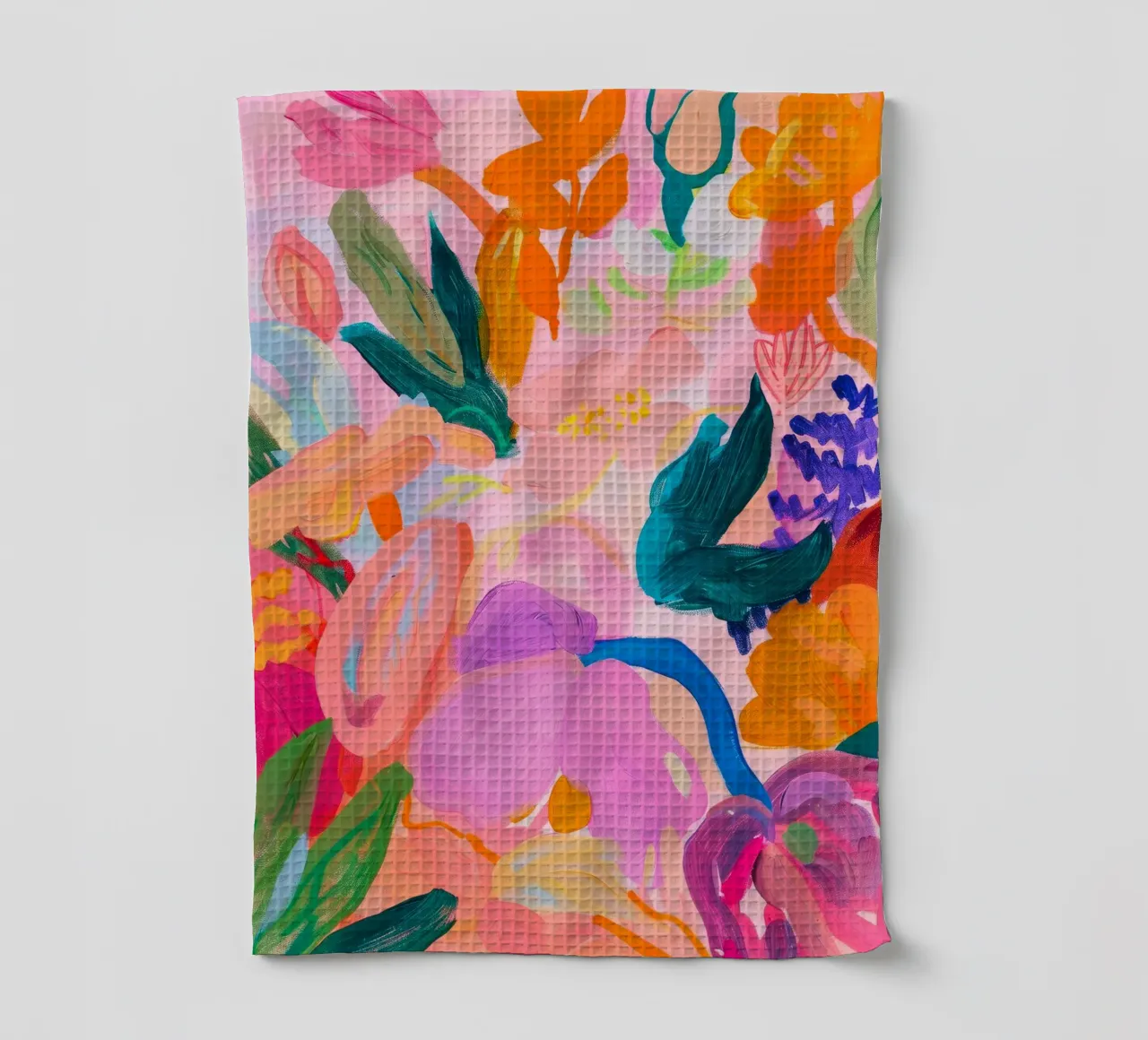 Impression de fleurs vibrantes, poster floral abstrait coloré torchon de Boheme