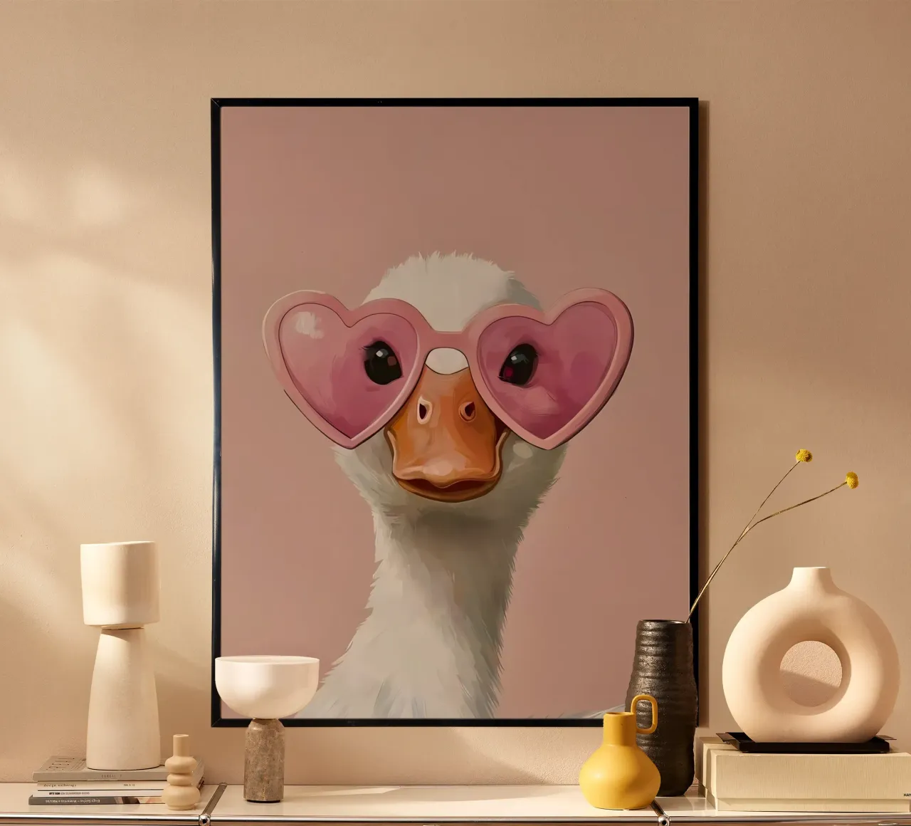 Anatra carina poster con telaio in alluminio da Pinku