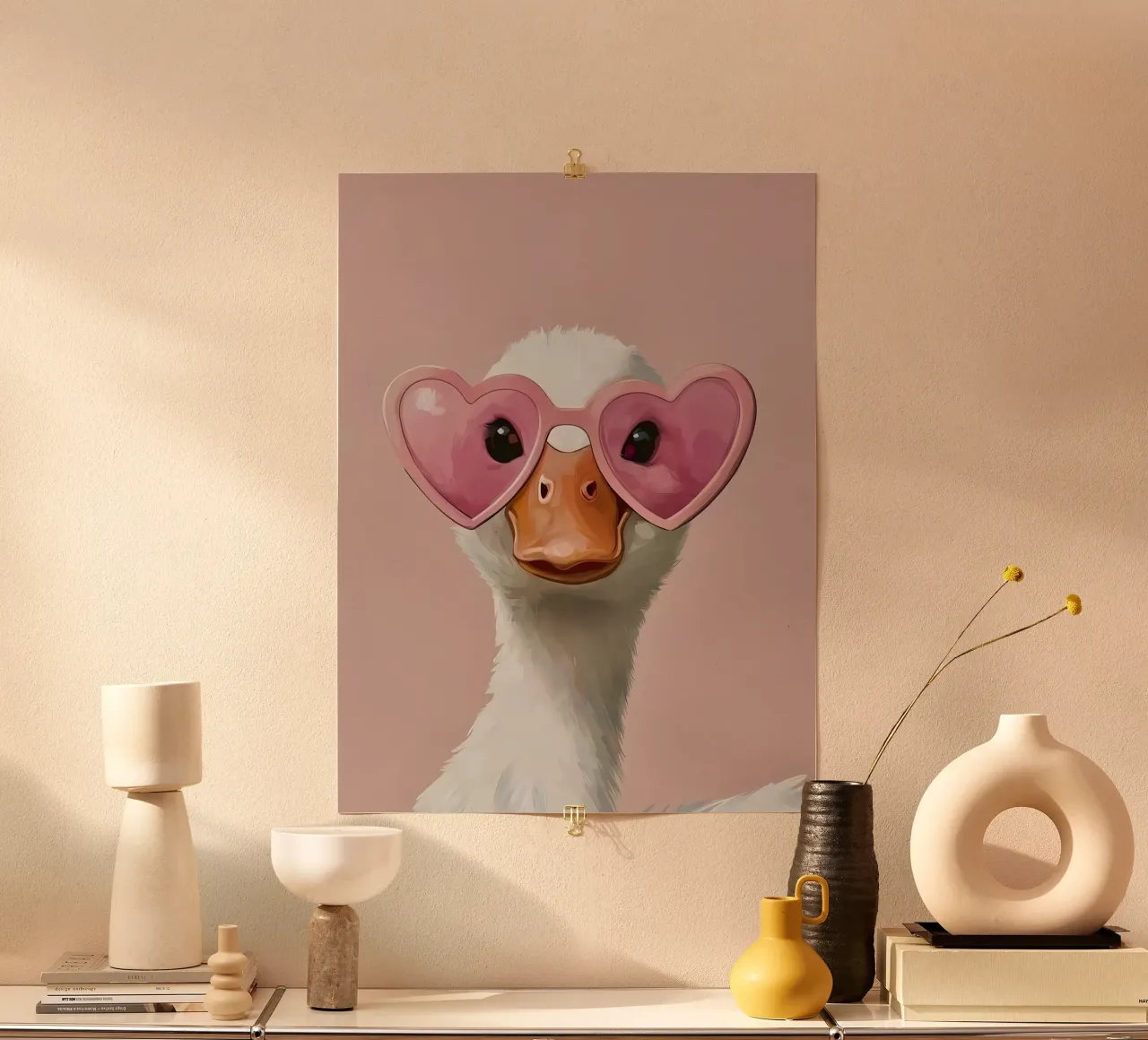 Anatra carina poster con telaio in alluminio da Pinku