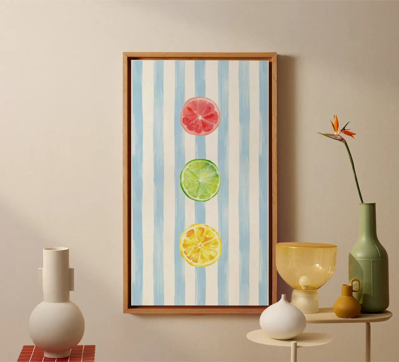 Zitrone Leinwand mit Schattenfugenrahmen von Pinku