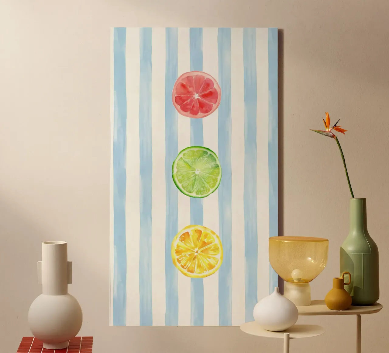 Zitrone Leinwand mit Schattenfugenrahmen von Pinku