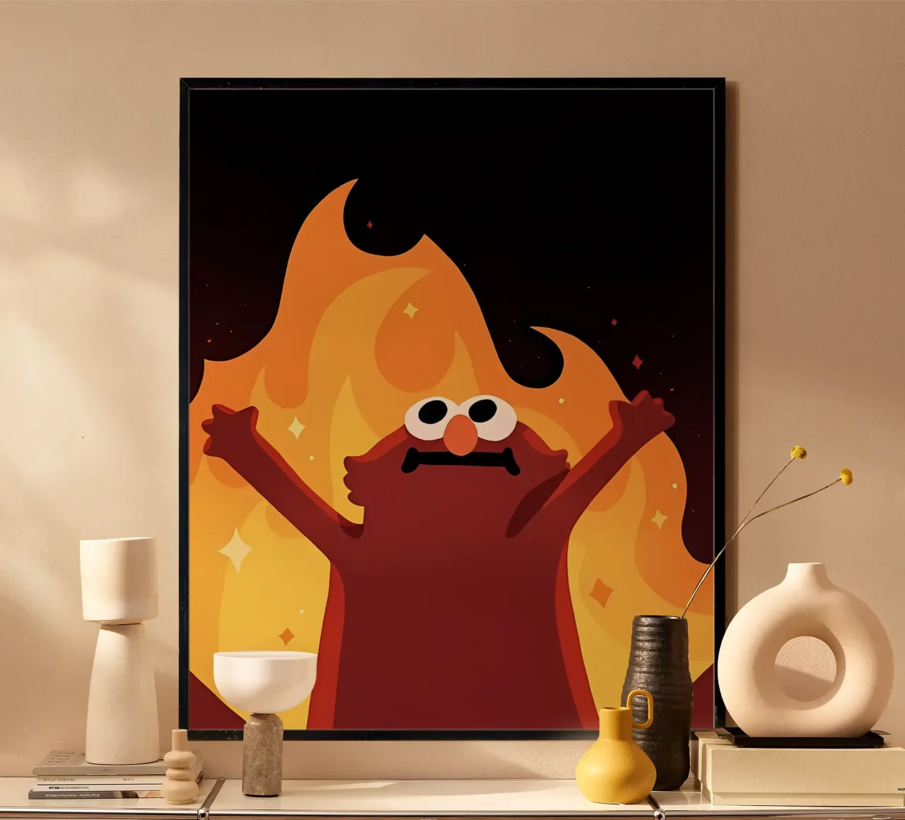mostro di fuoco poster con telaio in alluminio da Pinku
