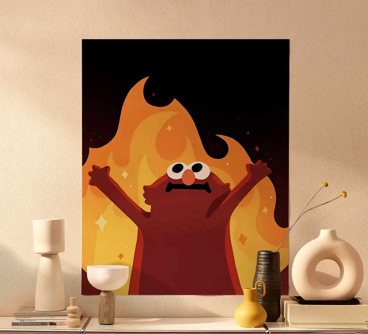mostro di fuoco poster con telaio in alluminio da Pinku