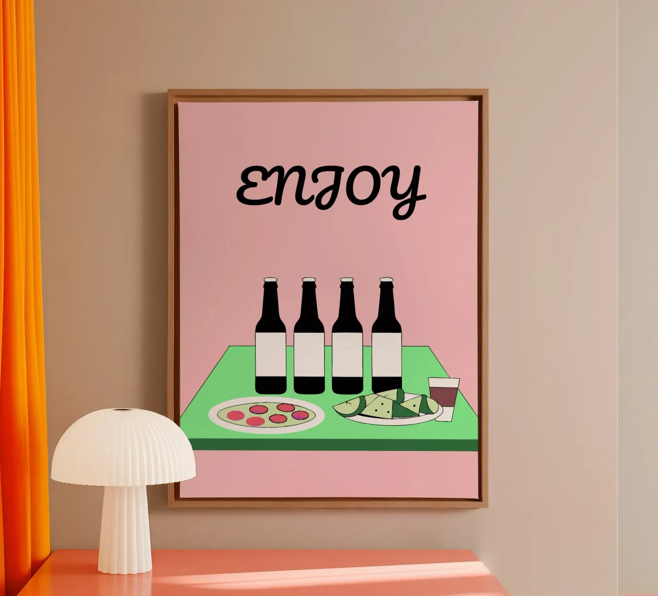 Enjoying Drinks canvas with Floater frame by OUR SHOP
