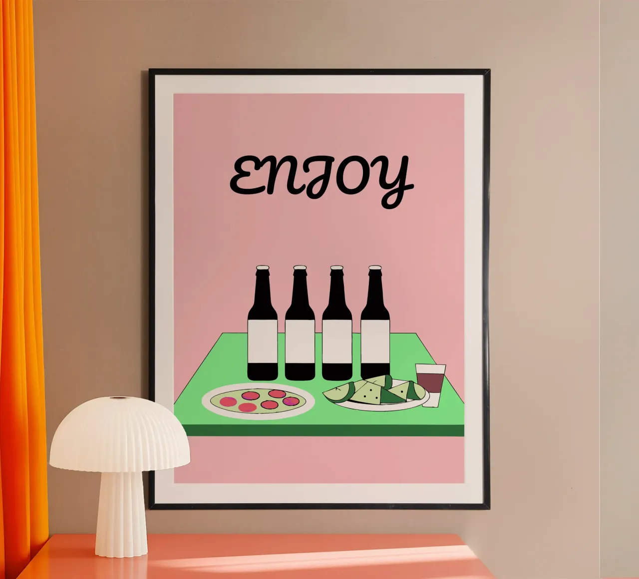 Beviamo qualcosa poster con telaio in plastica da OUR SHOP