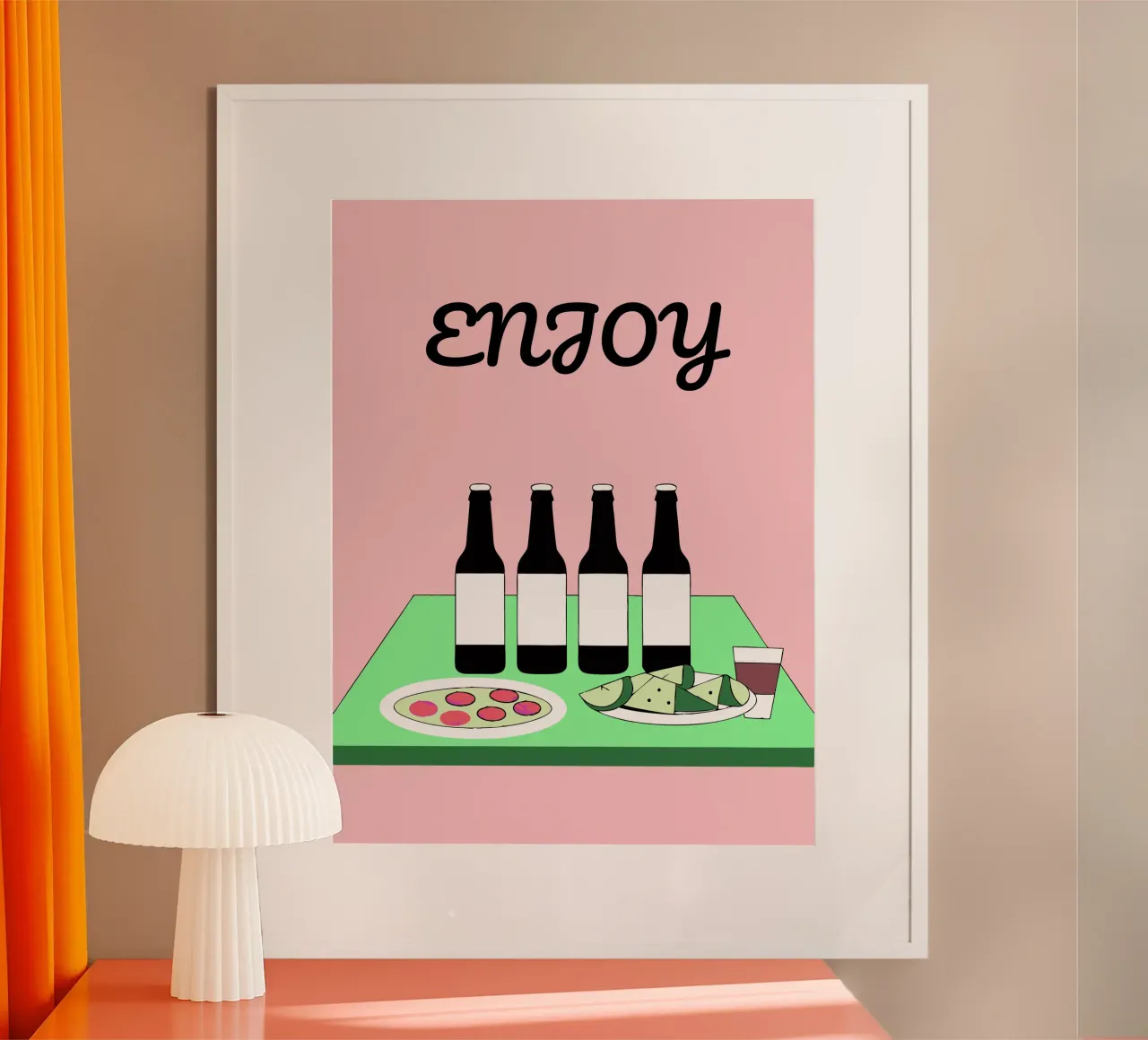 Beviamo qualcosa poster con telaio in plastica da OUR SHOP