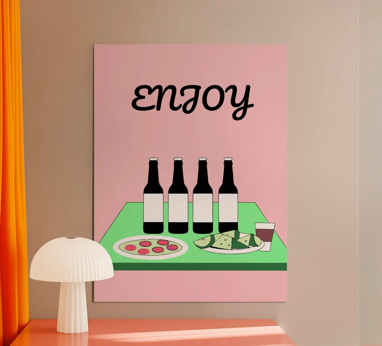 Beviamo qualcosa poster con telaio in plastica da OUR SHOP