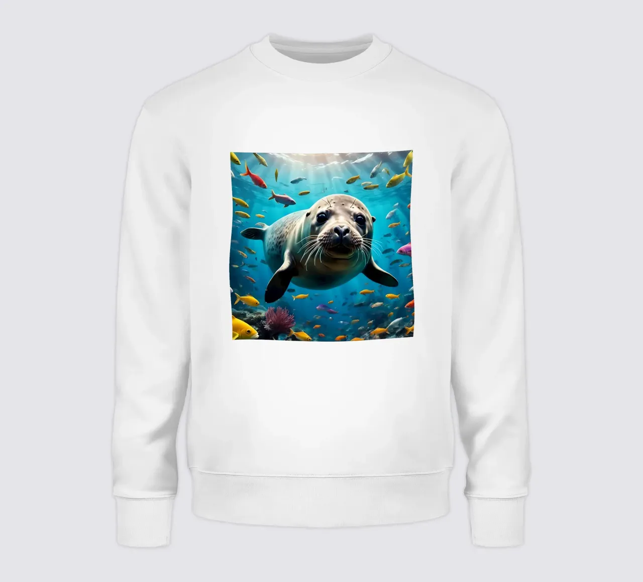 Immersione di una foca tra pesci colorati felpa da Wild Beauty