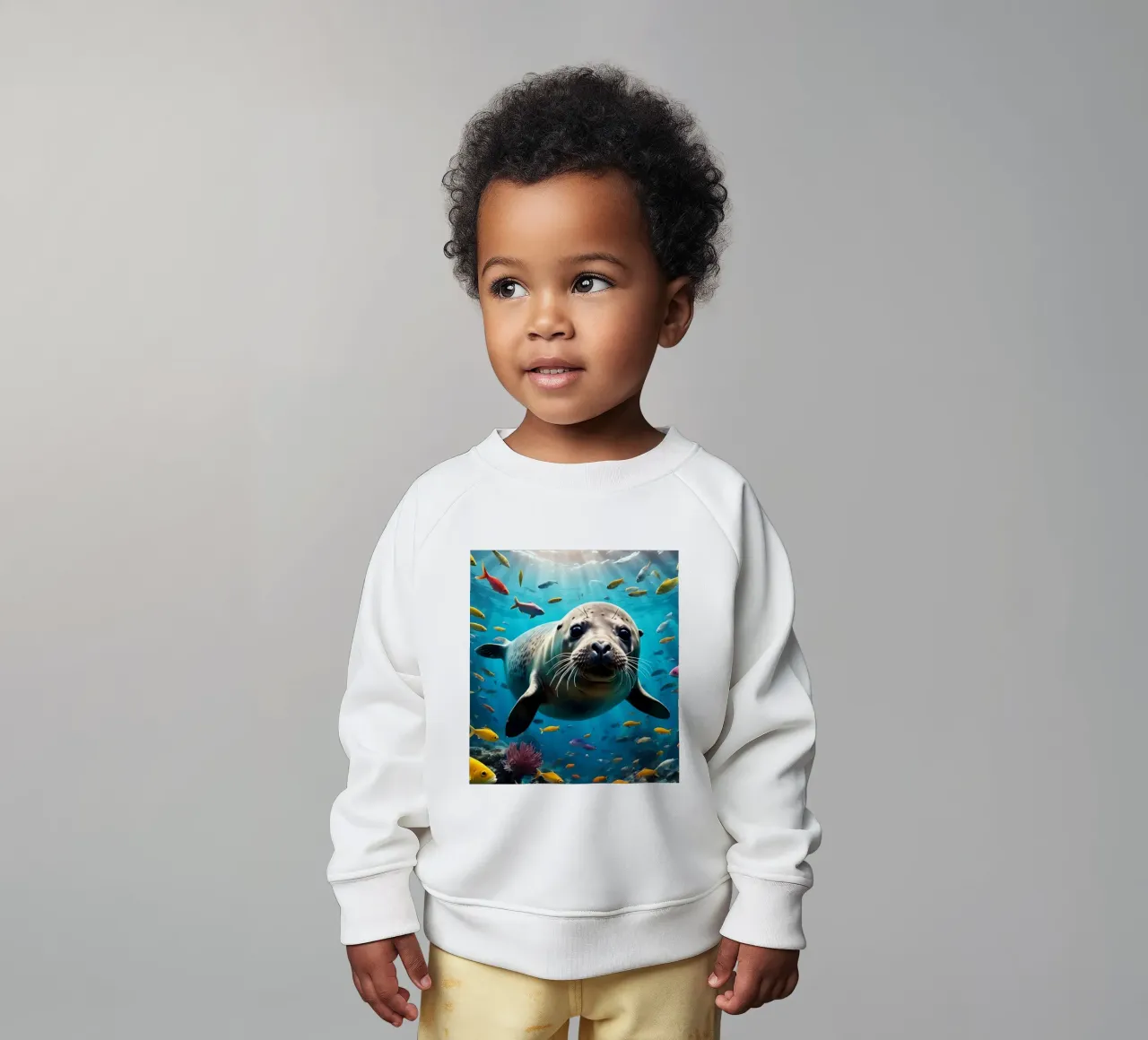 Immersione di una foca tra pesci colorati felpa neonato da Wild Beauty