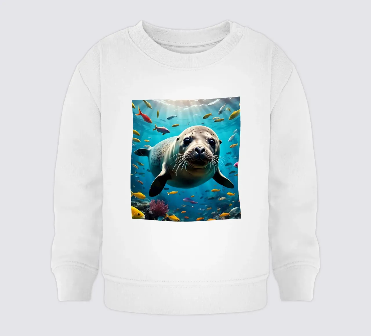 Immersione di una foca tra pesci colorati felpa neonato da Wild Beauty