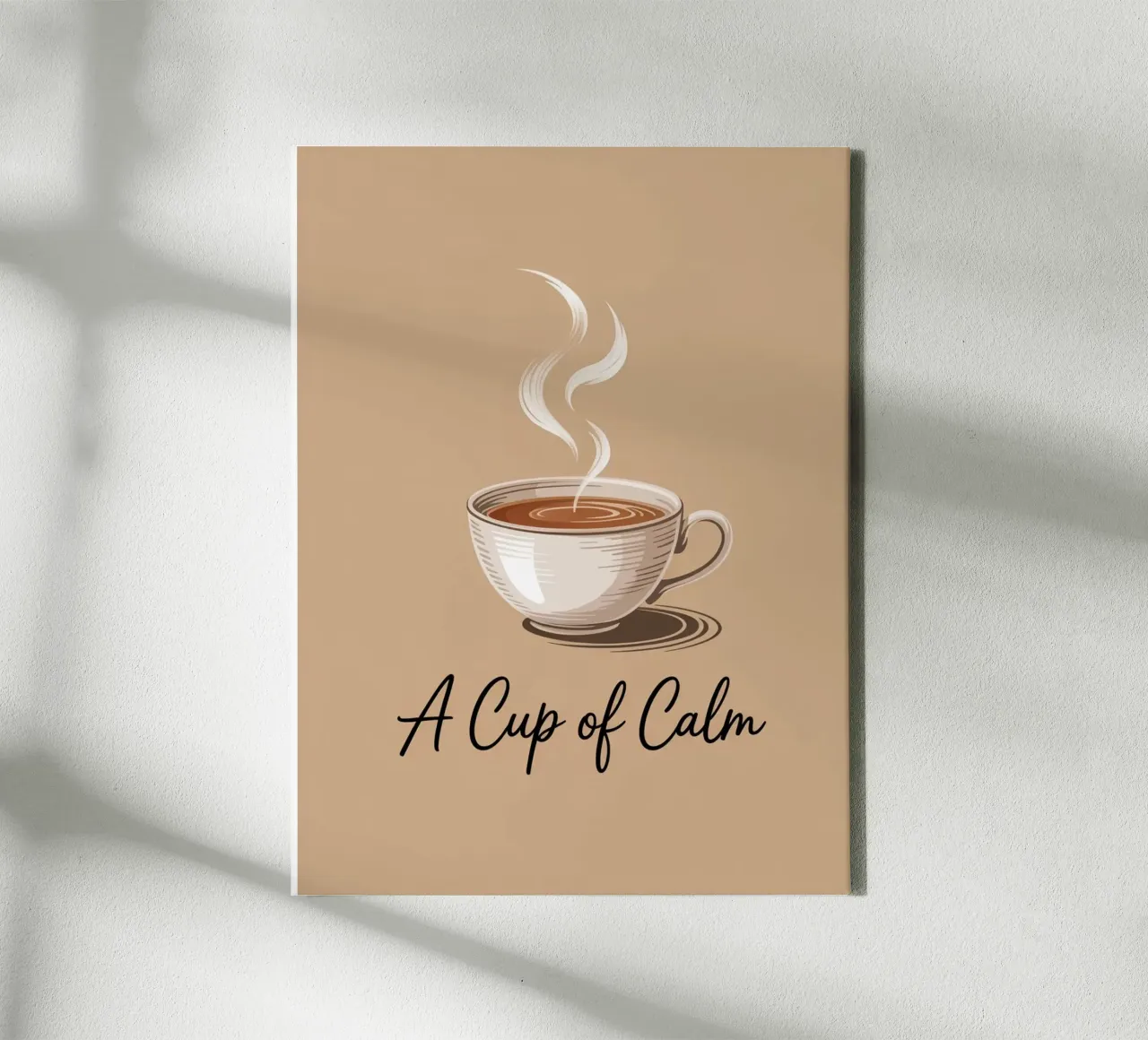 A Cup of Calm - Hand Drawn Minimalist Coffee Art (Une tasse de calme - art du café minimaliste dessiné à la main) toile avec Caisse américaine de logic