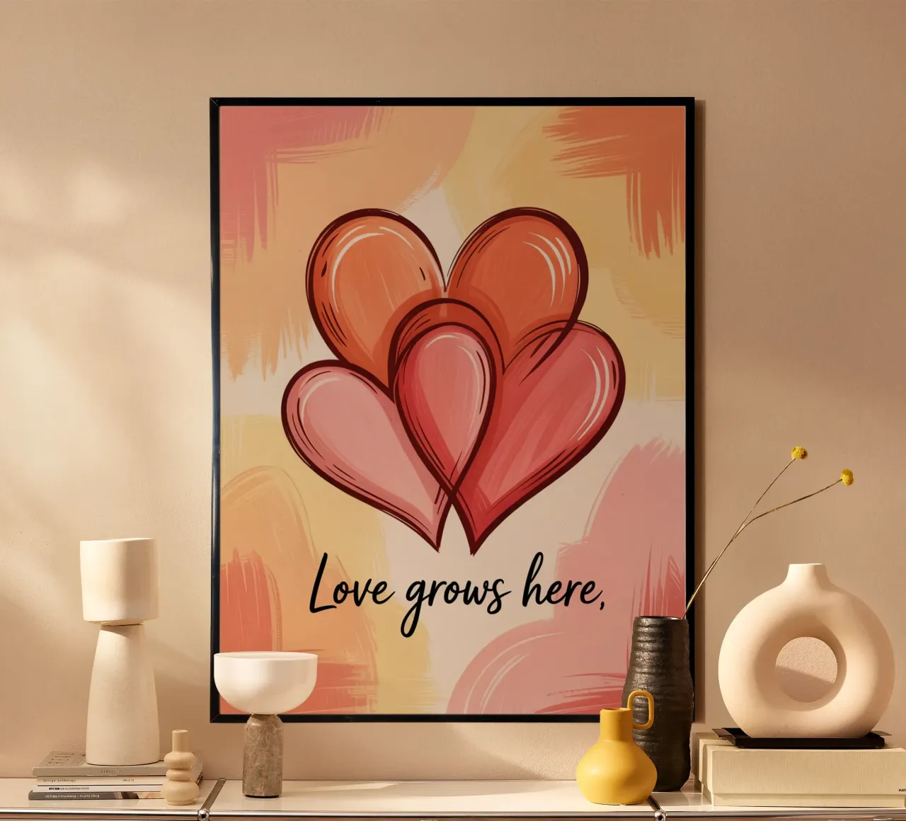 L'amore cresce qui - Arte romantica minimale disegnata a mano poster da logic