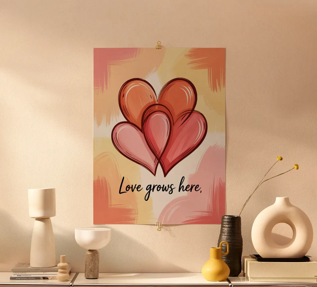 L'amore cresce qui - Arte romantica minimale disegnata a mano poster da logic