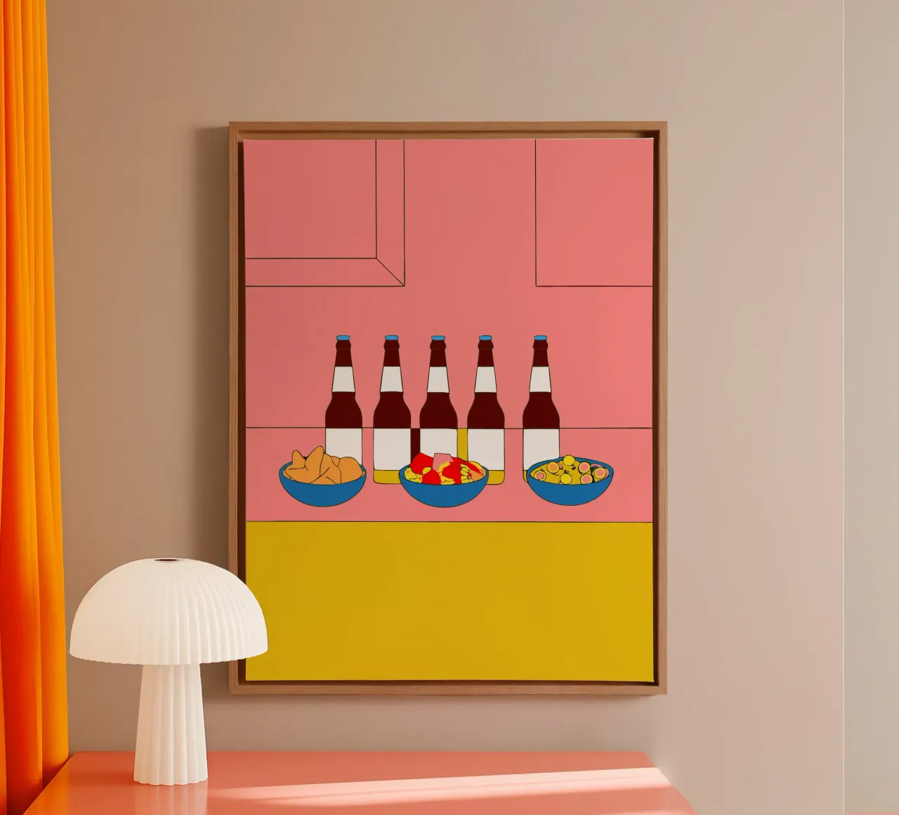 Enjoying Drinks canvas with Floater frame by OUR SHOP