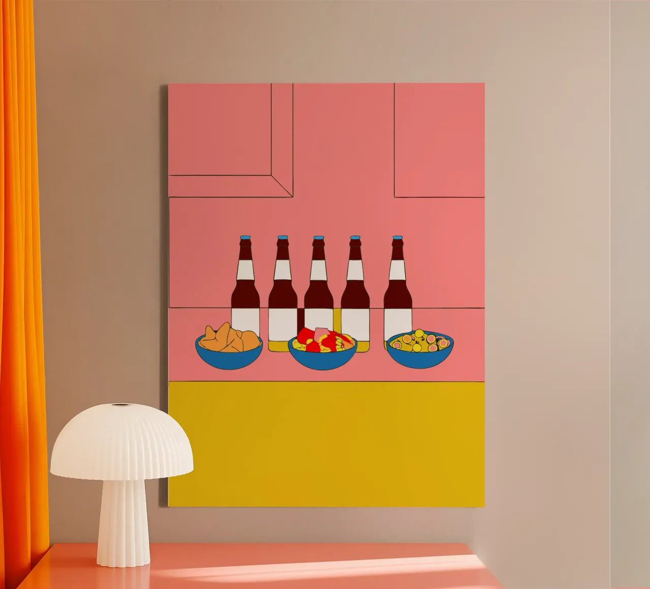 Enjoying Drinks canvas with Floater frame by OUR SHOP