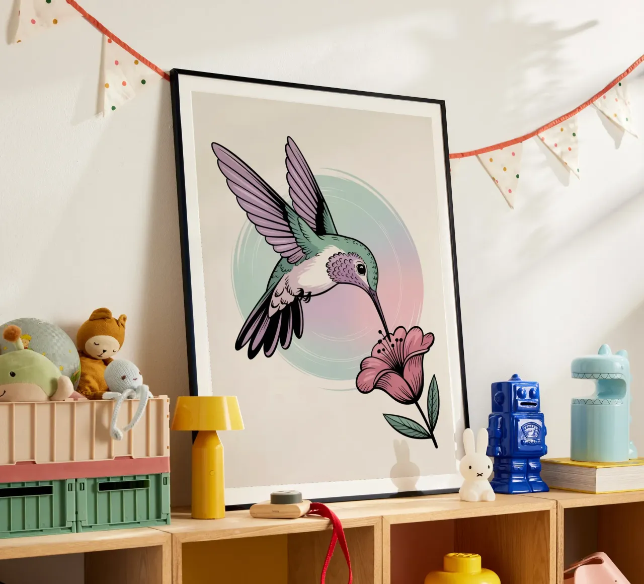 Hummingbird & Blossom — Hand Drawn Botanical Wall Art hahnemühle by logic